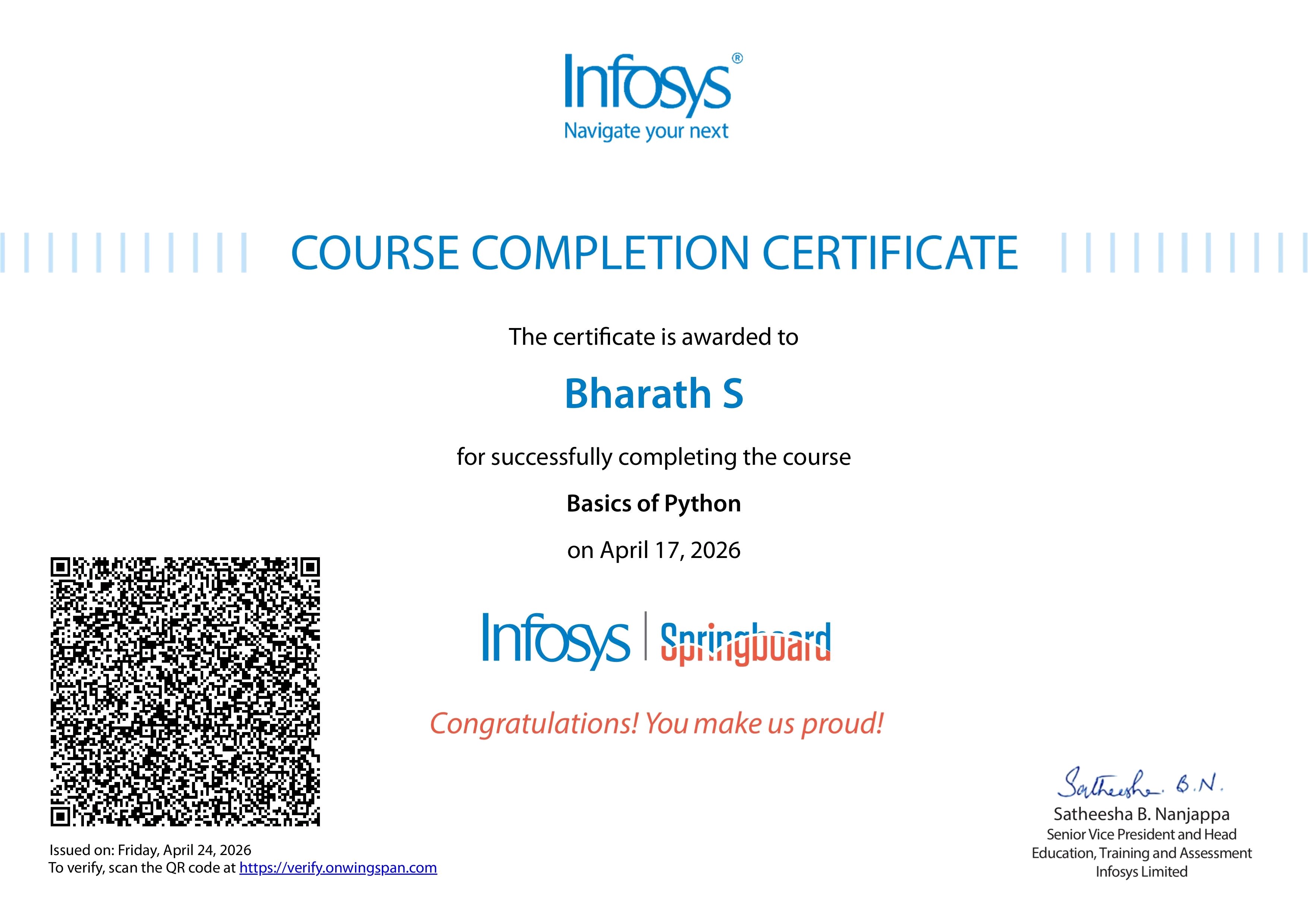 Basics of Python - Infosys