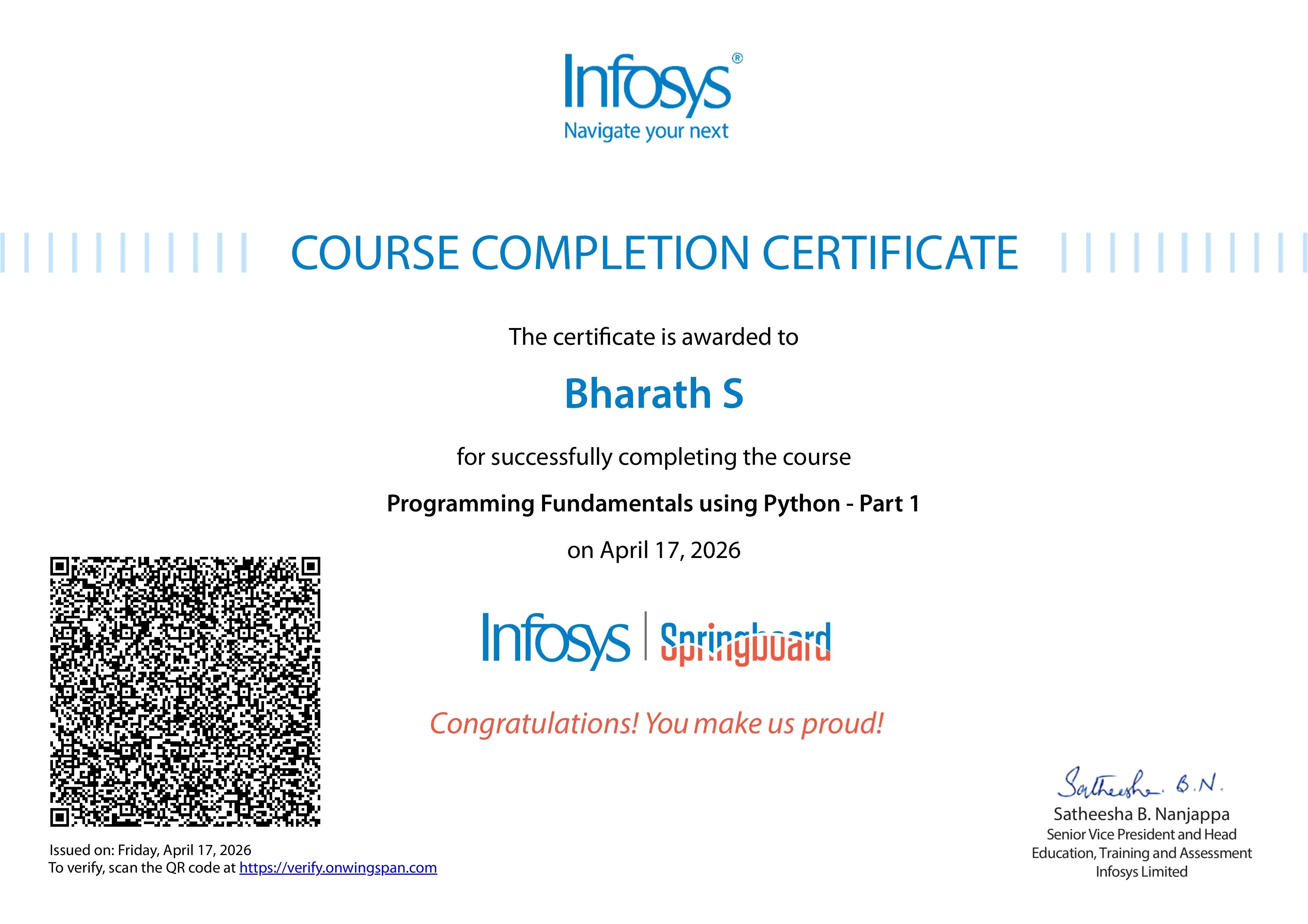 Programming Fundamentals - Infosys