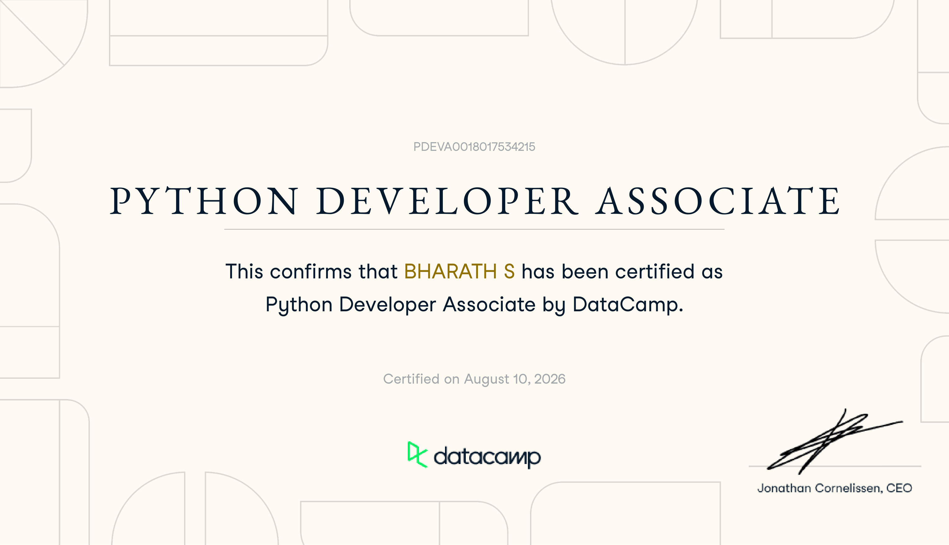 Python Developer Associate - DataCamp